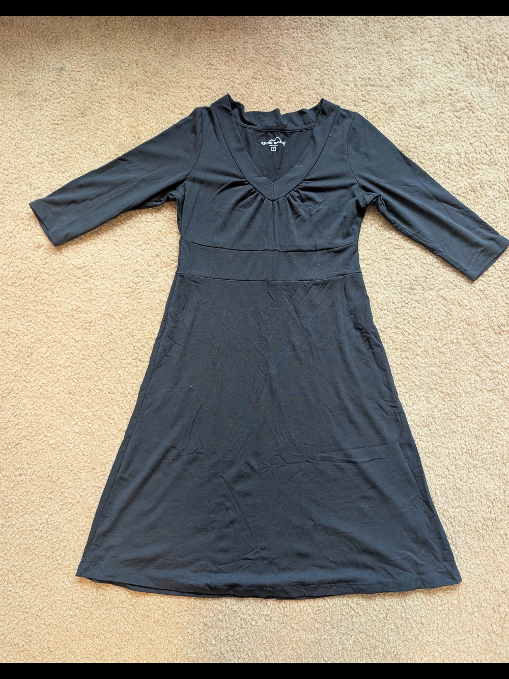Eddie Bauer Travex V-Neck Black A-Line Dress Size Small
